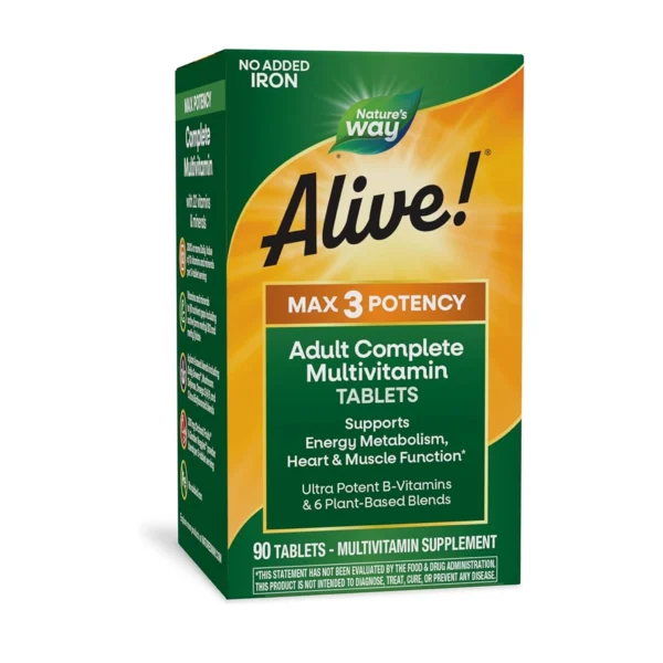 Alive Max Potency Adult Multivitamin, Complete Daily Nutrition - 90 Capsules