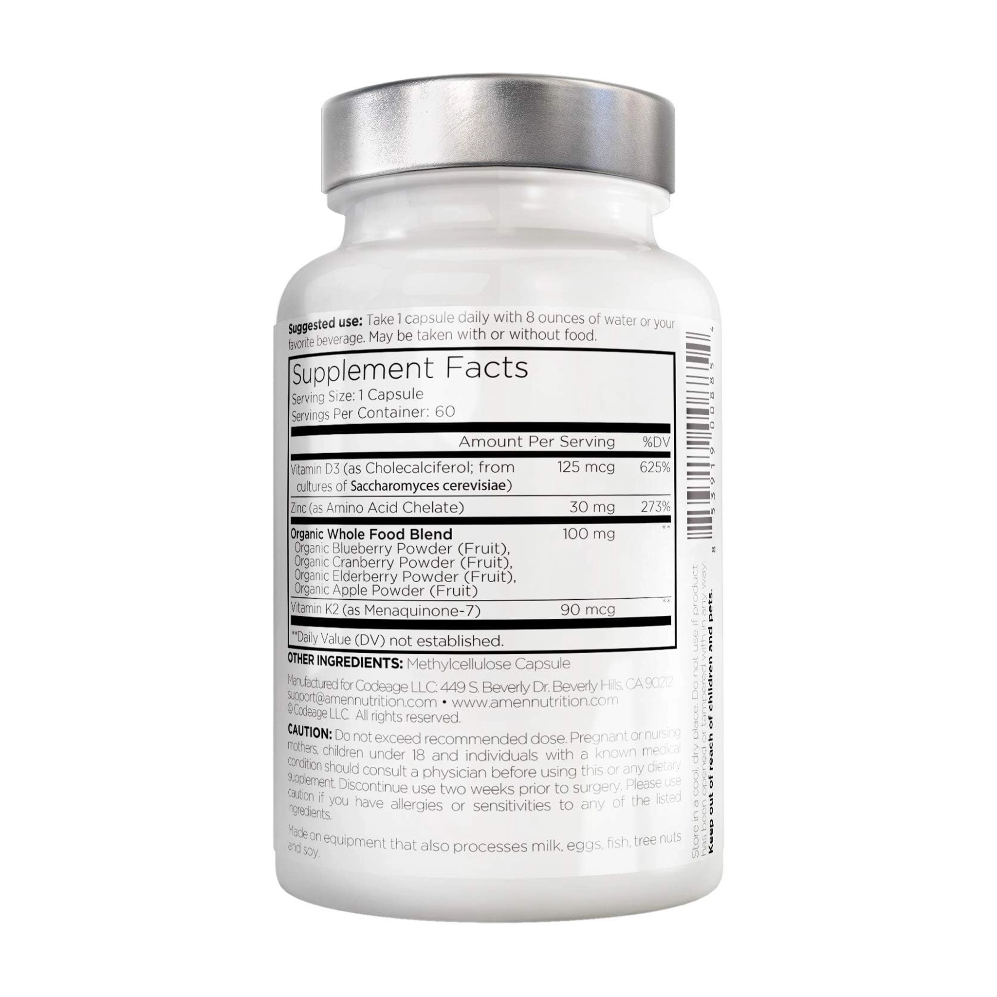 Codeage Amen Vitamin D, K2 & Zinc – Bone & Immune Support - Image 3