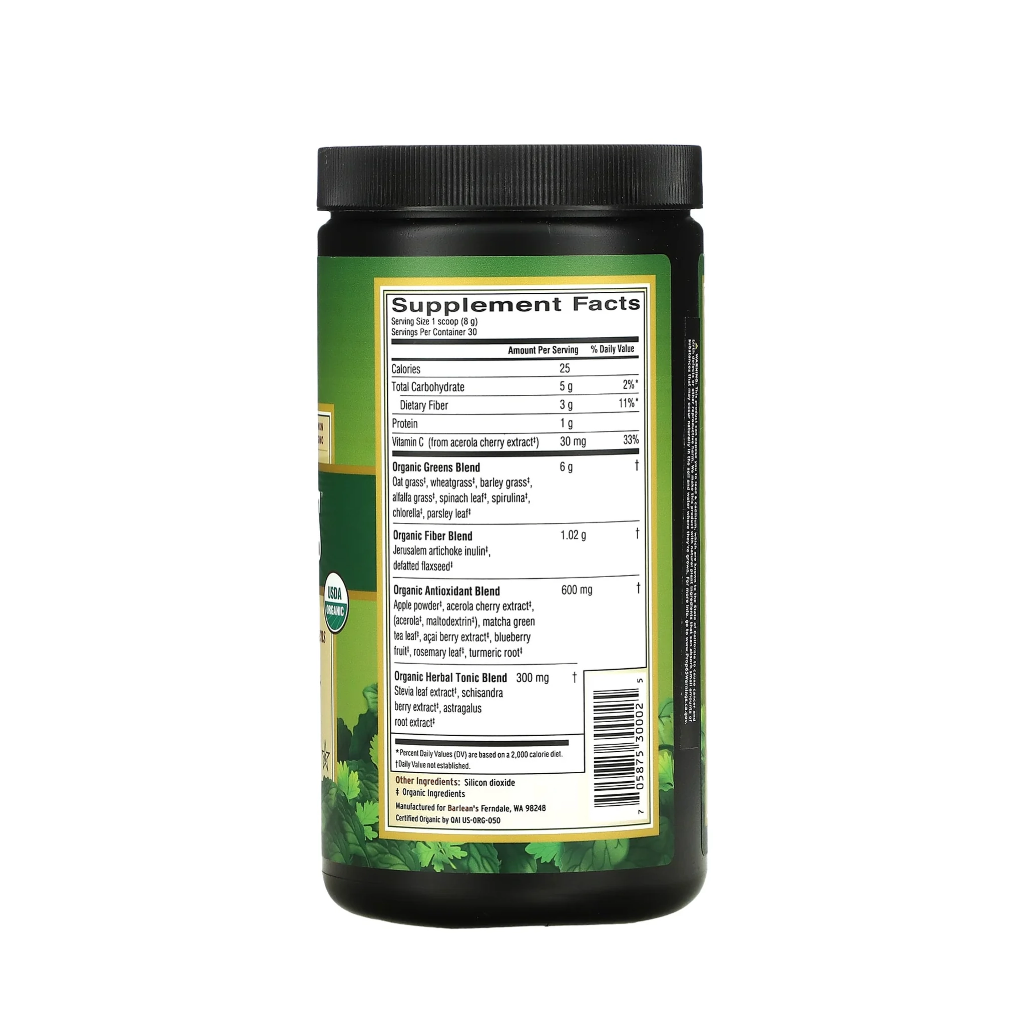 Barlean's Organic Greens – Premium Superfood Blend for Energy, Detox, and Overall Wellness – 8.47 Oz - Image 2