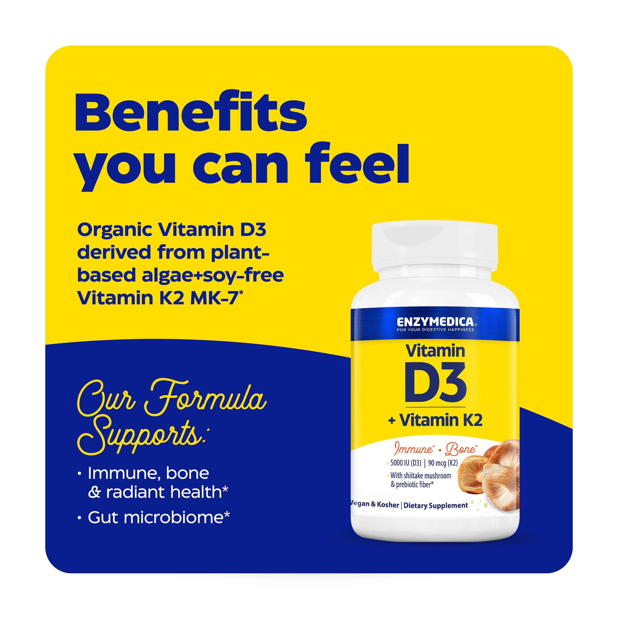 Enzymedica Vitamin D3 + K2 – Advanced Bone, Heart, and Immune Health Formula - Image 3