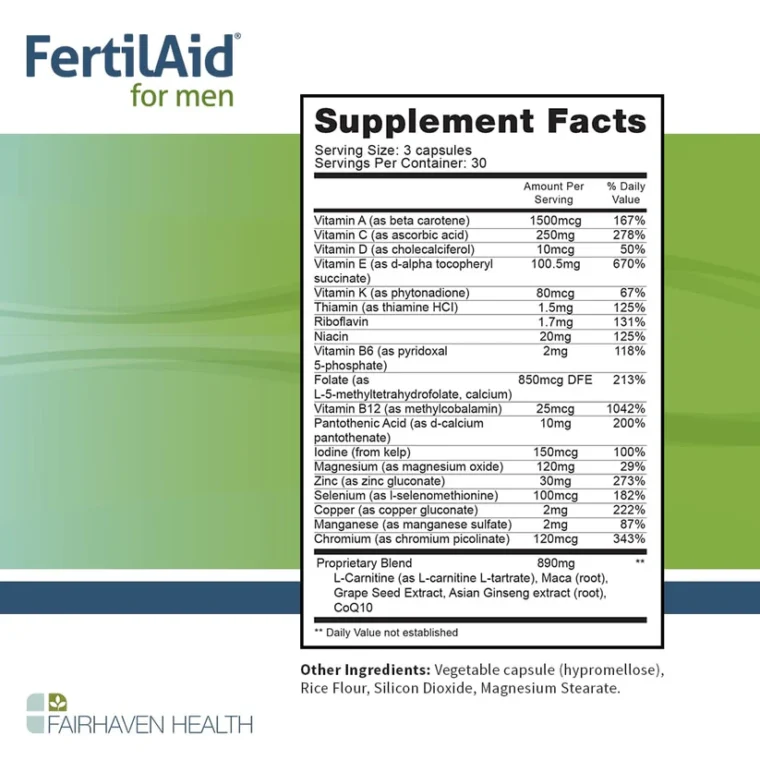 Fairhaven Health FertilAid for Men 90 Capsules - Image 5