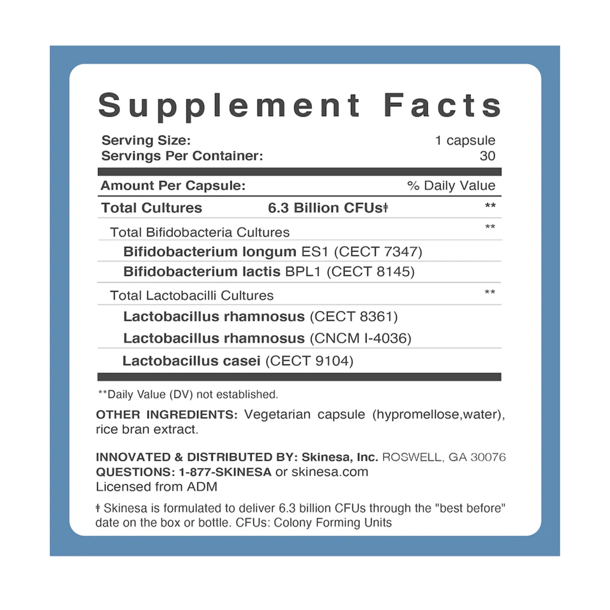 Skinesa Skin Probiotic - 30 Capsules - Image 2