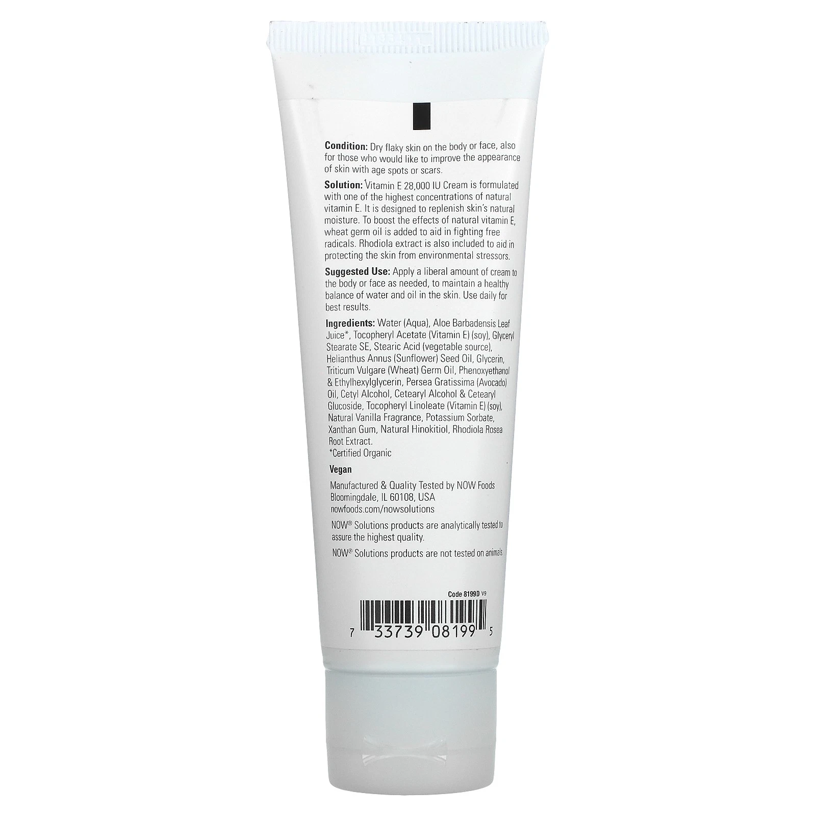 NOW Solutions Vitamin E Cream 28,000 IU 4oz - Image 2