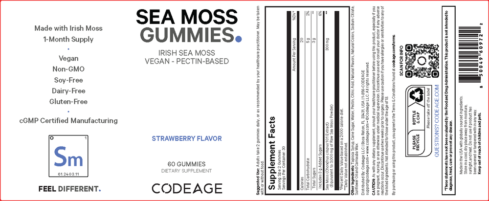 Codeage Sea Moss - Strawberry Flavor 60Gummies - Image 3