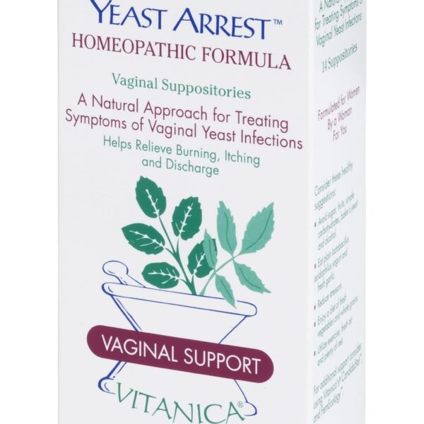 Vitanica Yeast Arrest ~ Homeopathic Vaginal Suppositories 14 vaginal suppositories